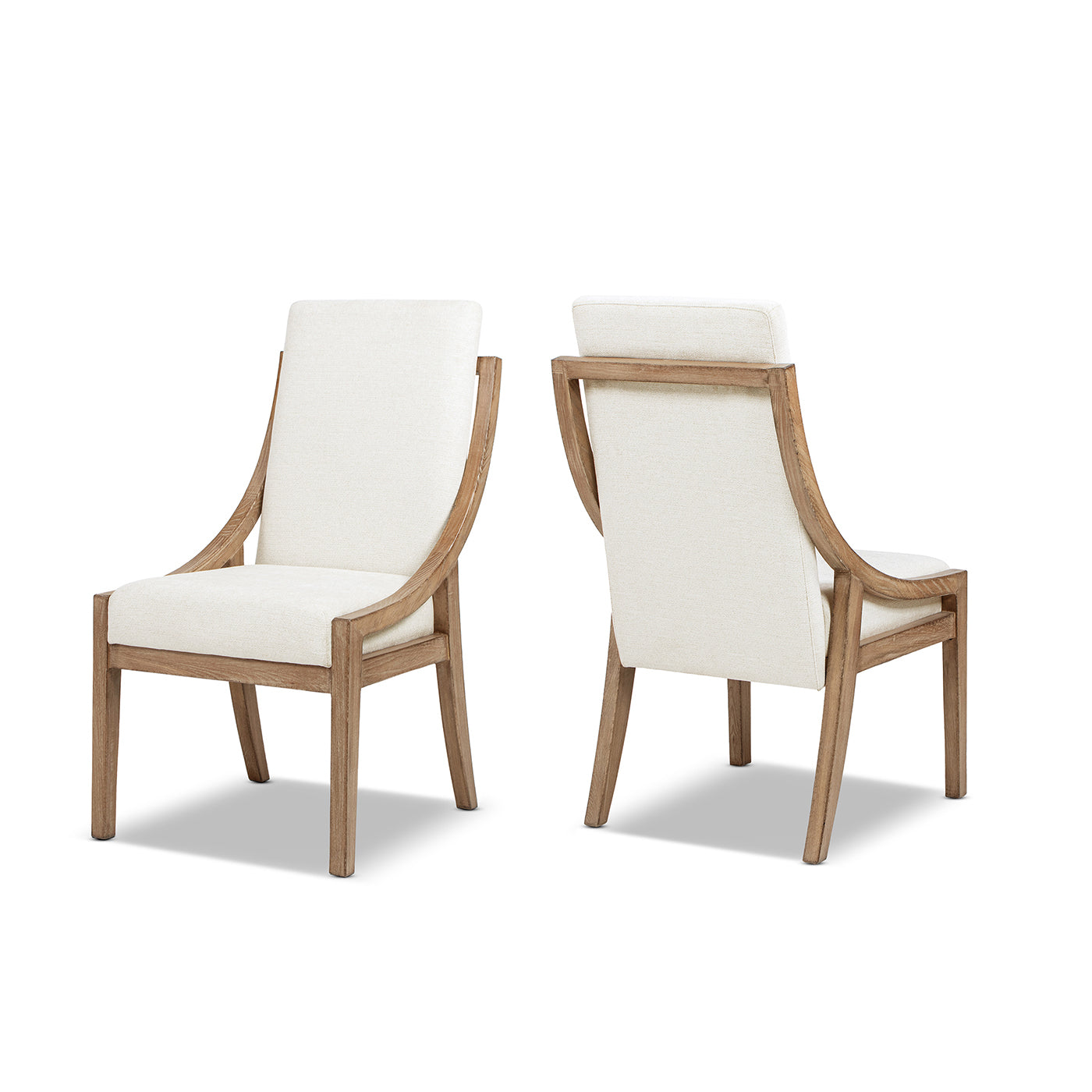 Lennox High-Back Upholstered Reclaimed Pine Wood Dining Chair Set