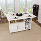 Multi-Functional Folding Table with Storage Shelves and Wheels
