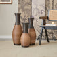 Hand-Woven PVC Rattan Vases Set of 3