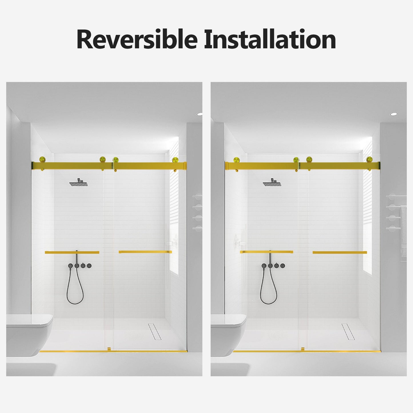 Frameless Double Sliding Soft-Close Shower Door in Brushed