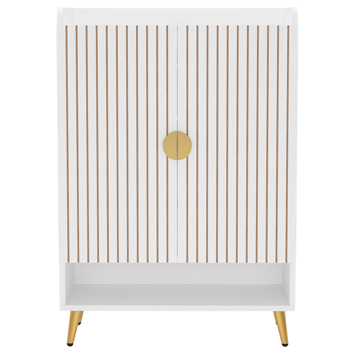 29.6" White and Gold Shoe Cabinet