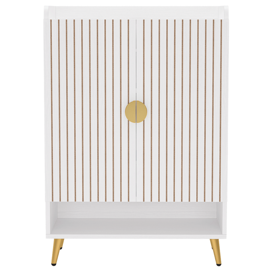 29.6" White and Gold Shoe Cabinet