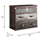 Aberdeen - Console Cabinet - Vintage Dark Brown Top Grain Leather & Stainless Steel