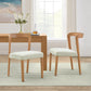 Solid Rubber Wood Dining Chairs (Natural Oak+Beige) - Set of 2