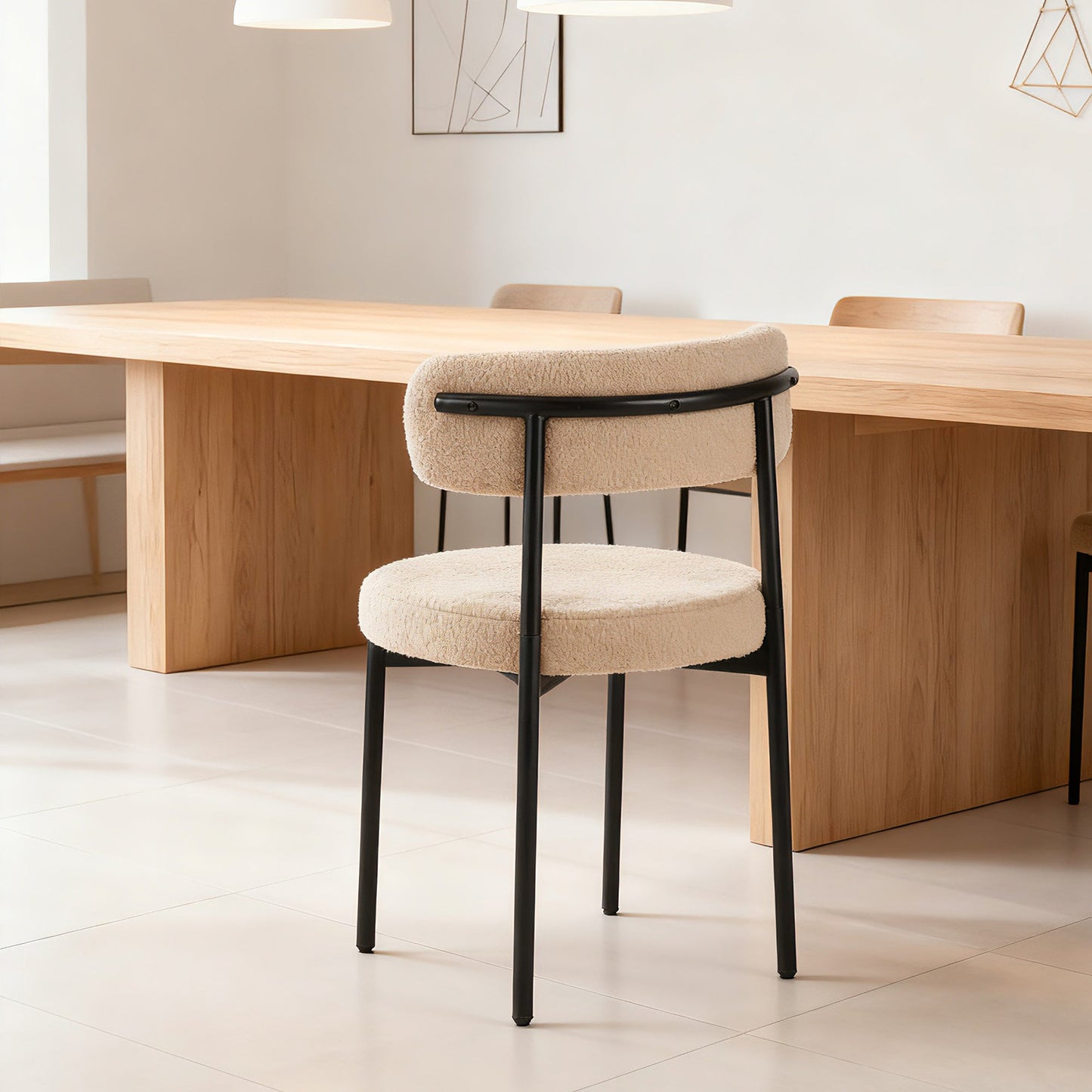 Medieval Modern Dining Chair Set, 4 Pieces, Round Seat Cushions