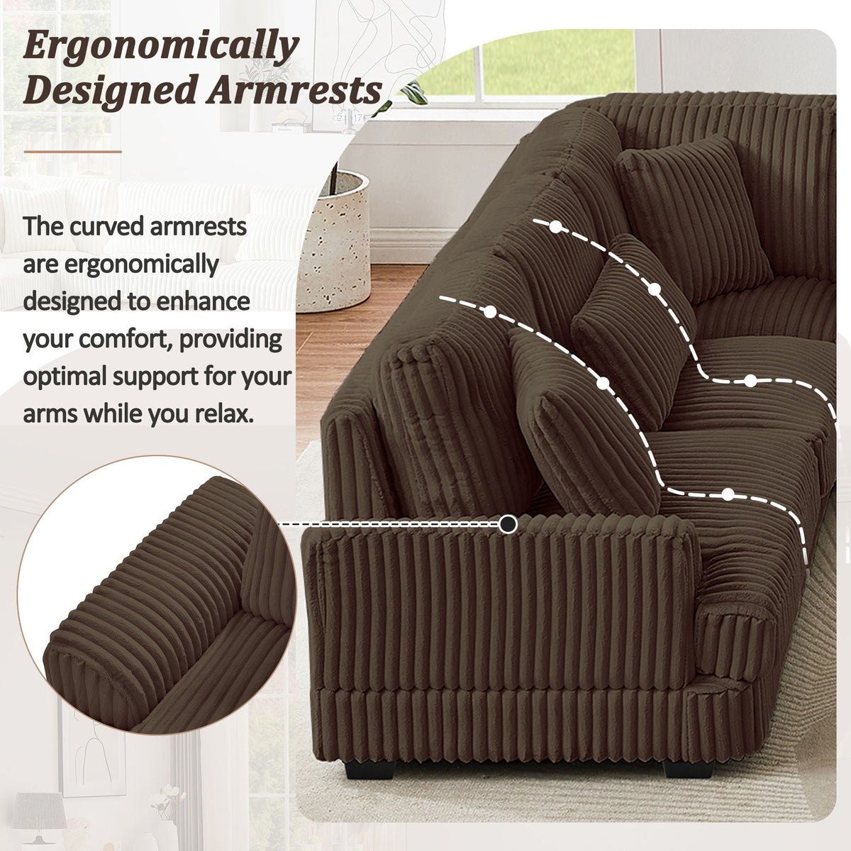 Oversized Sectional Sofa U - Shaped Sofa Couch Modern Sofa Upholstered In Soft With A Chaise Lounge For - view 9