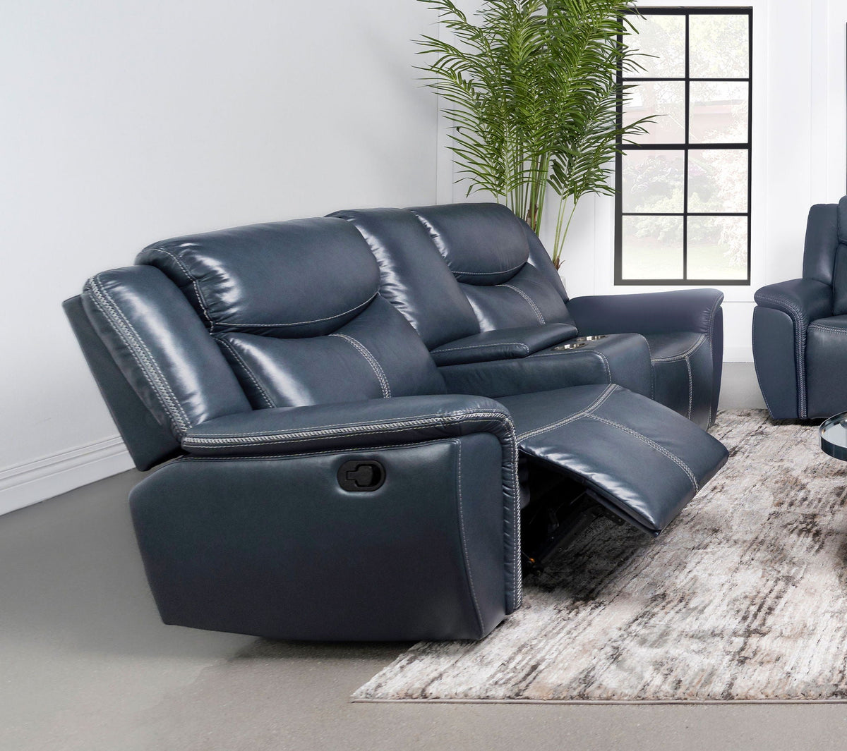 Sloane Upholstered Padded Arm Reclining Loveseat Blue - view 4