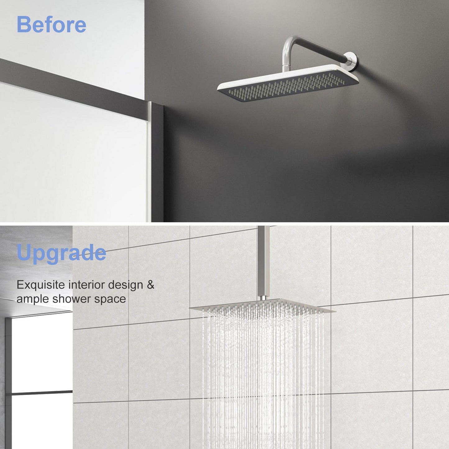8" Ceiling Mounted Shower Arm with Flange in Brushed Nickel