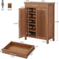 5-Tier Shoe Storage Cabinet with Louvered Doors and Drawer