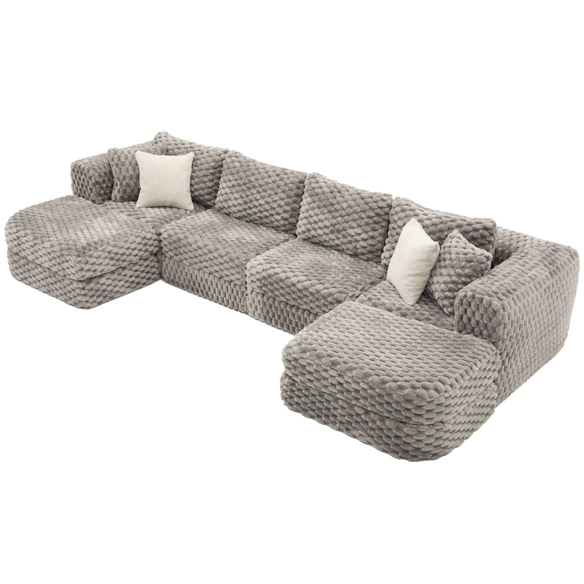Modular Sectional Sofa, Boneless Couch With 2 Movable Ottomans - view 18