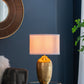 D15x25.7' Round Aluminum Sheet Gold Table Lamp with White Fabric Shade