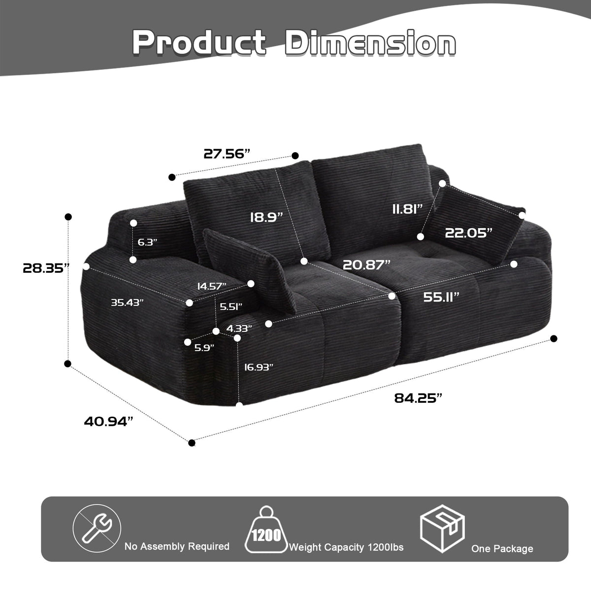 2 Seater Large Sectional Couches For Living Room - view 15