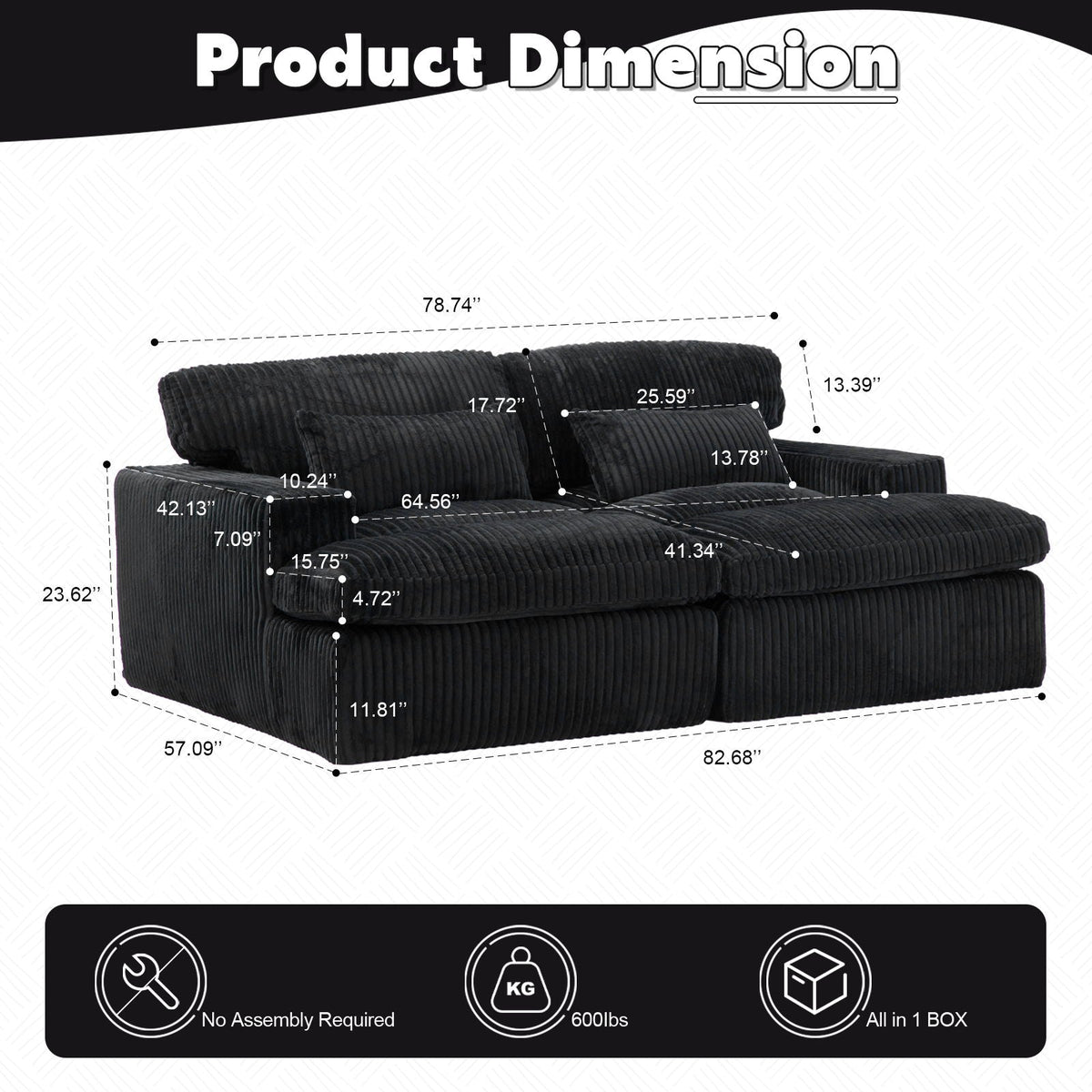 Double Chaise Lounge Chair, Oversized Upholstered Sleeper Cloud Couch - view 19