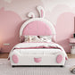 Twin Size Upholstered Platform Bed With Rabbit Shaped Headboard