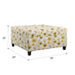 Golden Floral Storage Ottoman