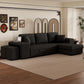Modern L-Shape 3 Seat Reversible Sectional Couch, Pull Out Sleeper Sofa With Storage Chaise And 2 Stools For - view 15
