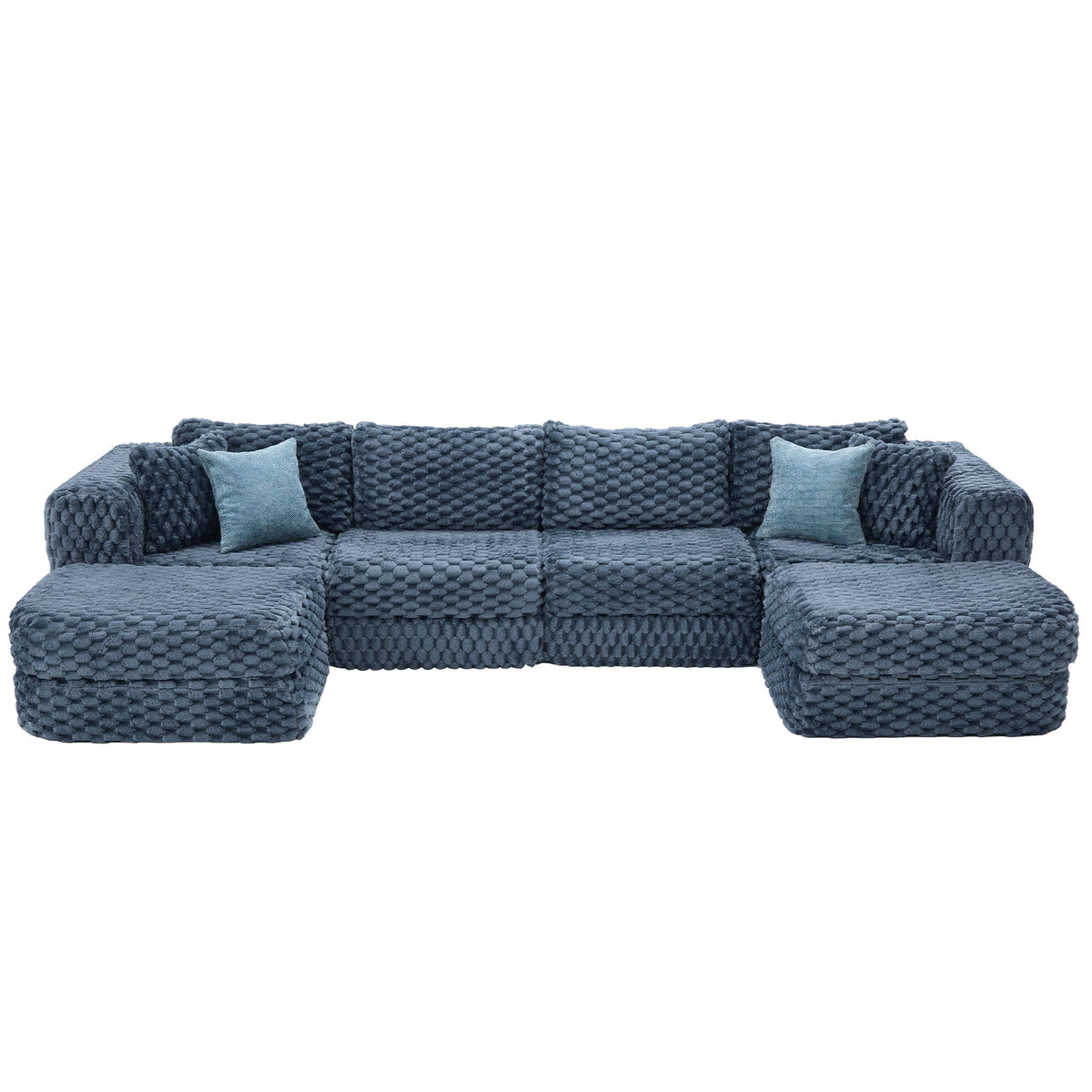 Modular Sectional Sofa, Boneless Couch With 2 Movable Ottomans - view 2