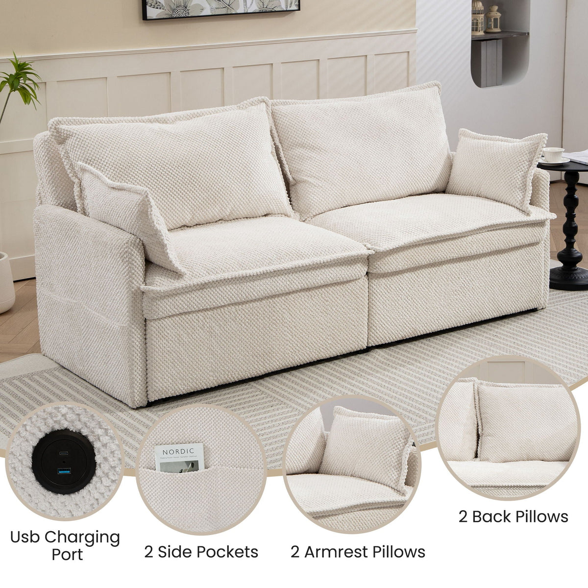 Pull Out Sofa Bed, Convertible Sleeper Sofa Couch, Side Storage, And USB / C - Type Charging Ports Chair - view 10