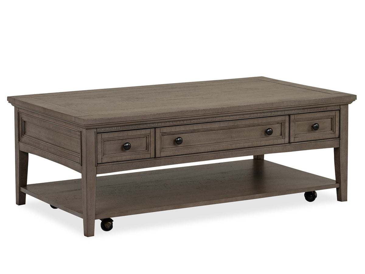 Paxton Place - Rectangular Cocktail Table With Casters - Dovetail Gray