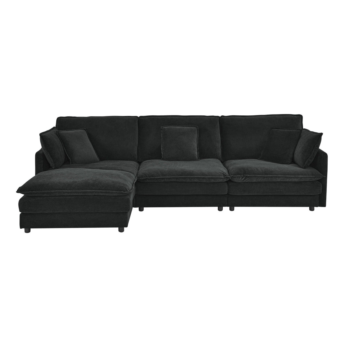 L-Shaped Sectional Sofa With Ottoman, Convertible 4 Seater Couch - view 2