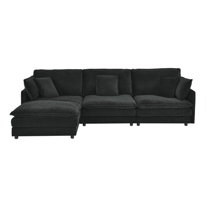 L-Shaped Sectional Sofa With Ottoman, Convertible 4 Seater Couch - view 2