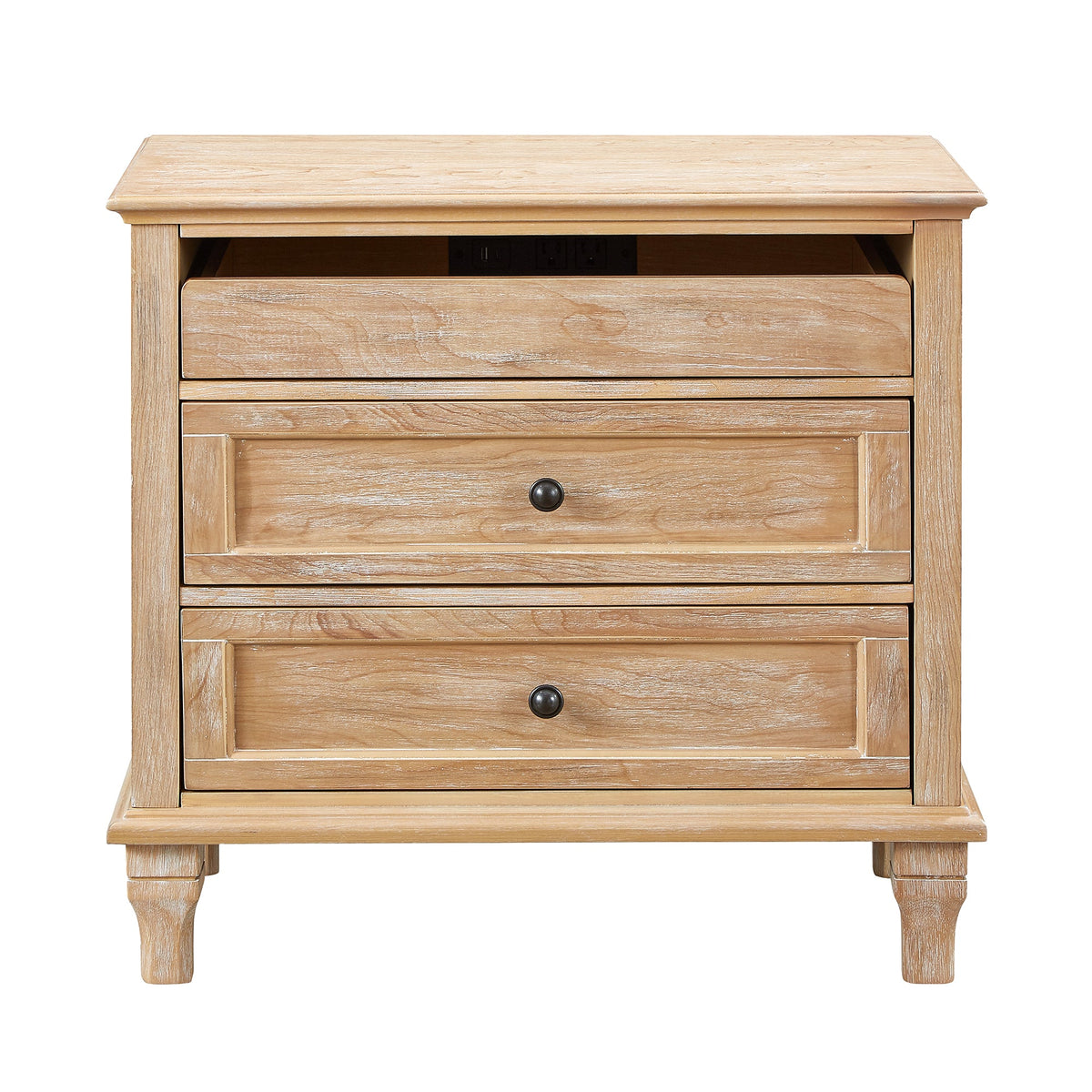 28" Wood Nightstand with Charging Station