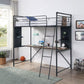 Cordelia - Twin Loft Bed With Desk - Antique Oak, Sandy Black & Dark Bronze Hand-Brushed