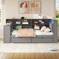 Wood Twin Size Platform Bed with Storage Shelves and Charging Station