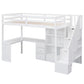 Loft Bed With L Shaped Desk, Drawers, Cabinet, And Storage Staircase - view 2