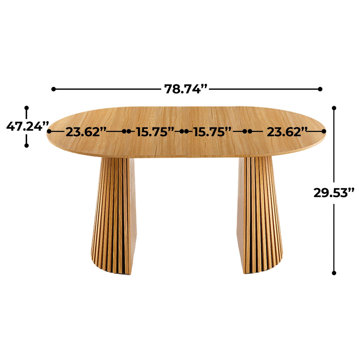 Extendable Pedestal Multifunctional Dining Table - Oak - view 2