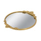19x16 Round Mirror Tray with Gold Frame