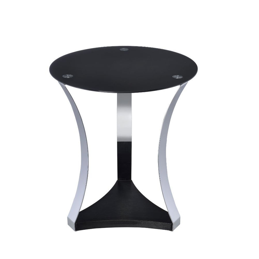 Geiger - End Table - Black Glass & Chrome