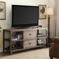 Gorden - TV Stand - Weathered Oak & Antique Silver Metal