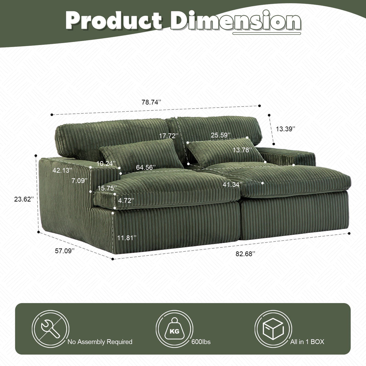 Double Chaise Lounge Chair, Oversized Upholstered Sleeper Cloud Couch - view 20
