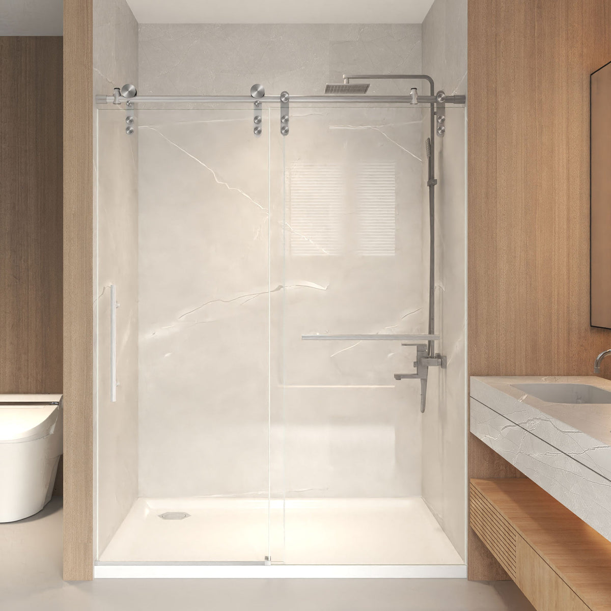 Frameless Sliding Shower Door - 56-60" x 76" H