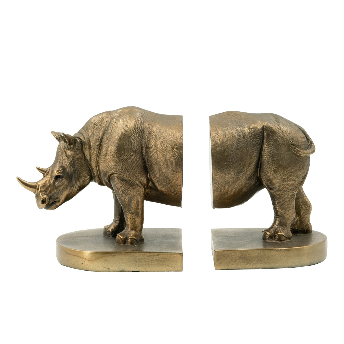 Rhino Bronze Bookends - Set of 2