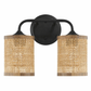 Quell Double Light Vanity With Natural Rattan Shade