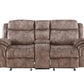 Zubaida Two Tone Chocolate Velvet Recliner Loveseat w/USB Port & Console