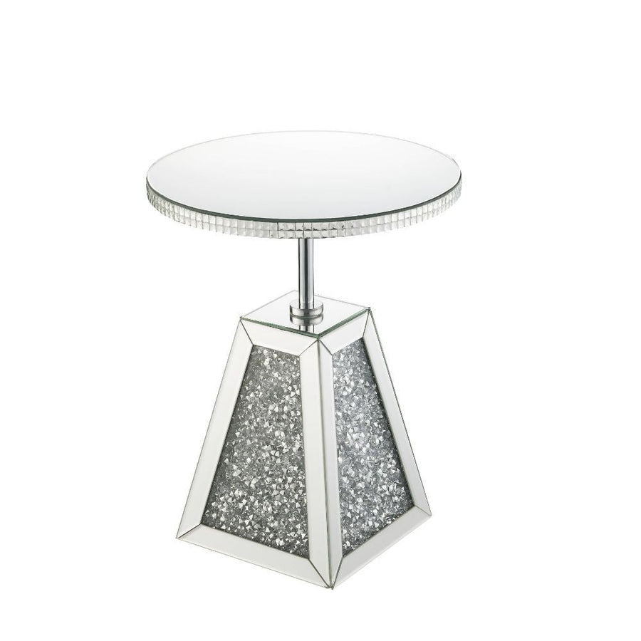 Noralie - 20" Accent Table - Mirrored & Faux Diamonds