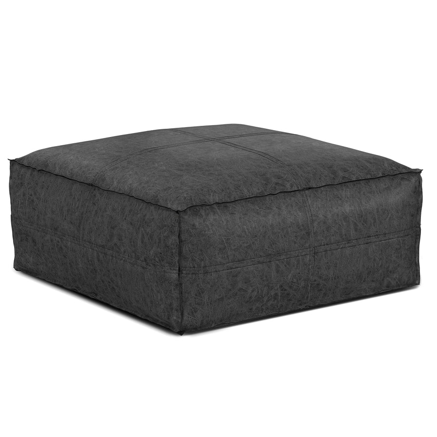 Large Square Coffee Table Pouf with Vegan Cover - Available in Black, Brown, Gray