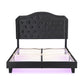 Upholstered Bed Button Tufted with Curve Design