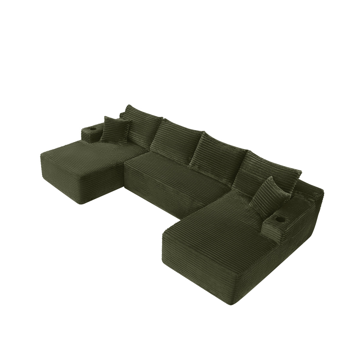 134" Cloud Sectional Sofa with U-Shape Chaise and Side Pockets
