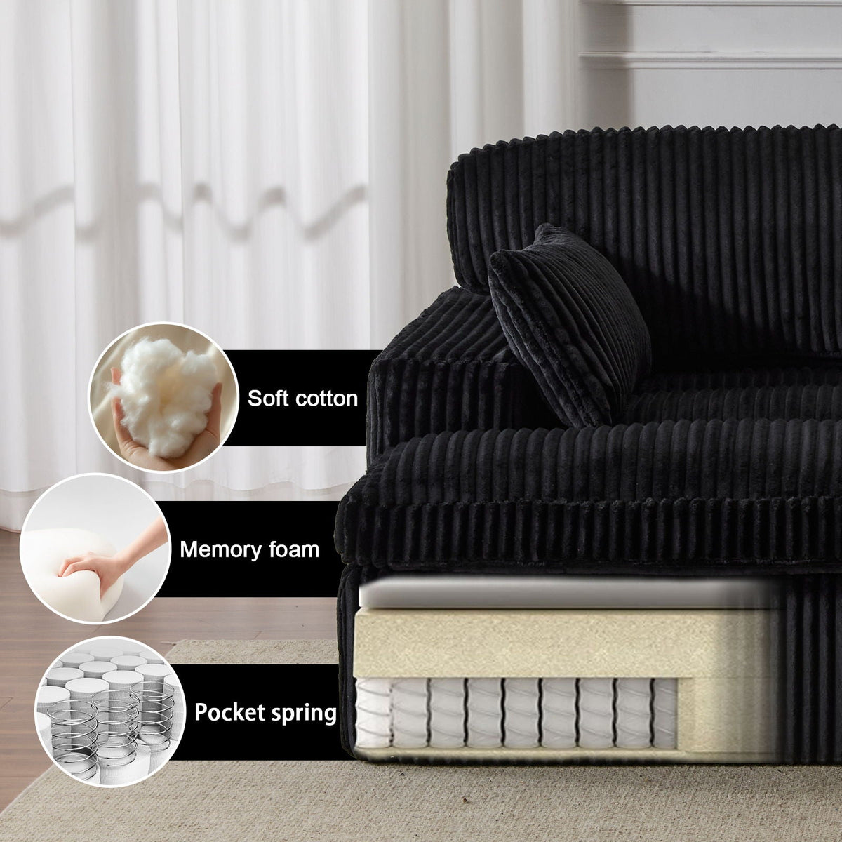 Double Chaise Lounge Chair, Oversized Upholstered Sleeper Cloud Couch - view 21