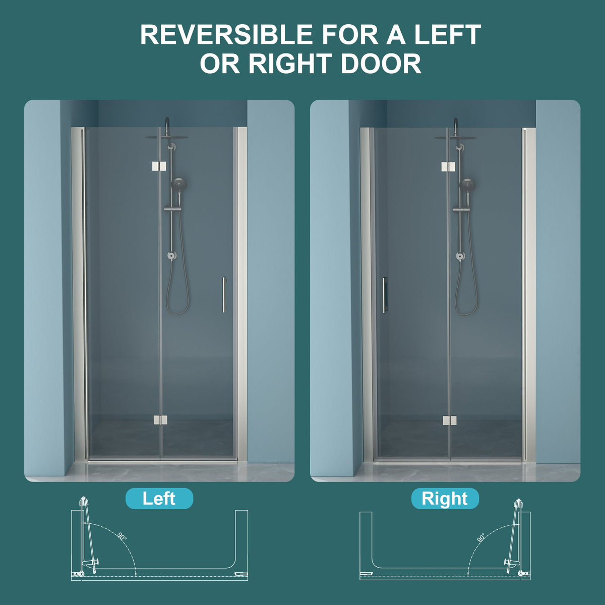 34"W x 72"H Fold Frameless Shower Door