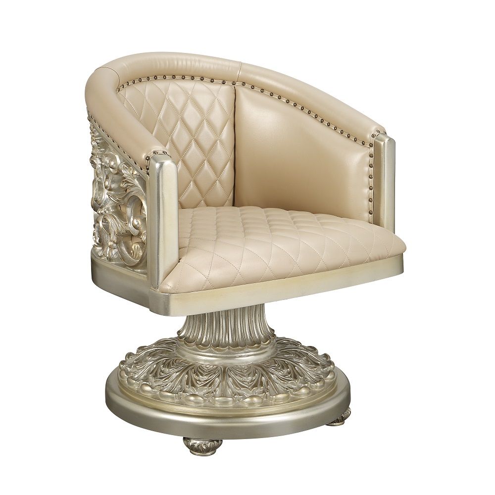 Sorina - Arm Chair - Synthetic Leather & Antique Gold