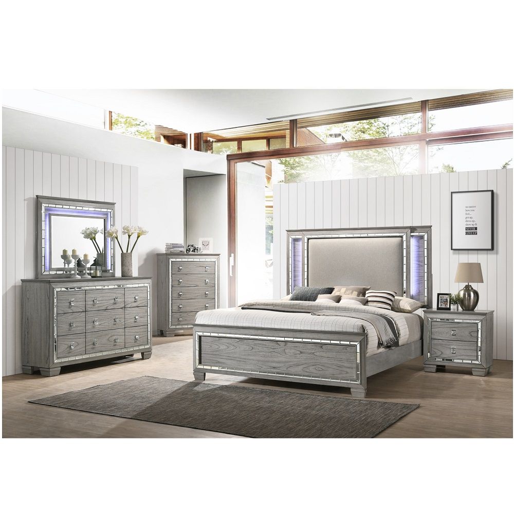 Antares - Mirror With LED - Light Gray Oak