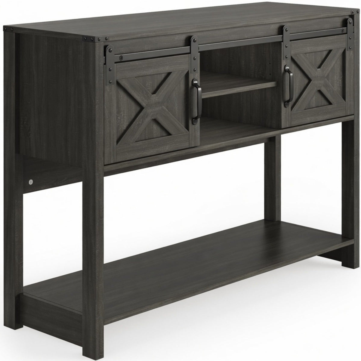46" Modern Farmhouse Entryway Table with Storage & Sliding Barn Door, Dark