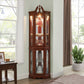 Walnut Corner Curio Cabinet with Lights