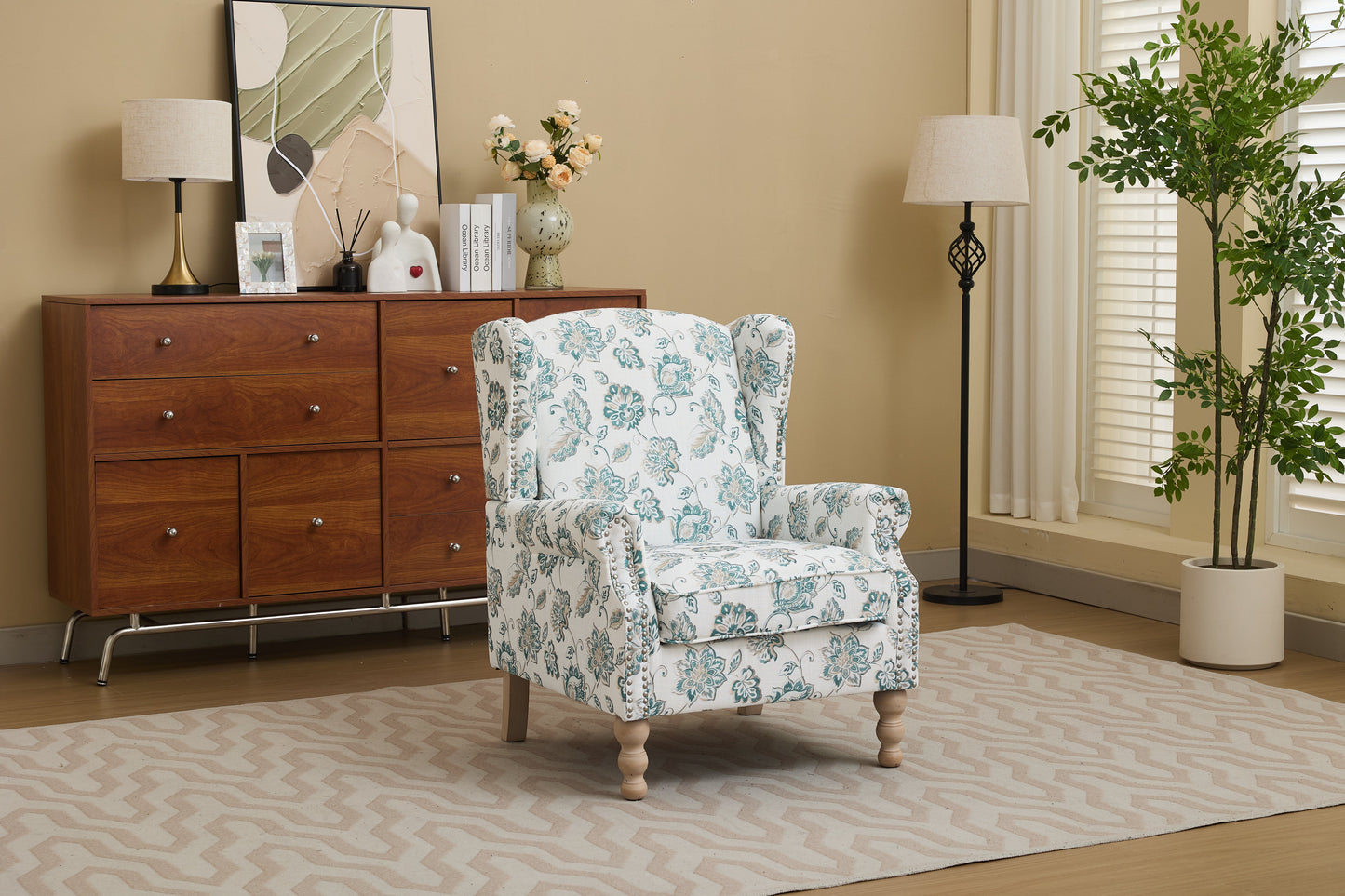 Modern Accent Chair with Retro Wood Legs