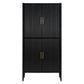 U_STYLE Modern Fluted Wine Cabinet with Glass Display & Stemware Rack